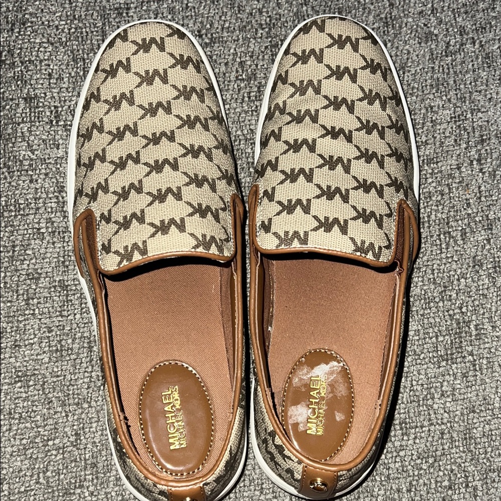Michael Kors Tan and Brown Patterned Slip-Ons